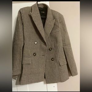 New Maje houndstooth Blazer Jacket Brown Small